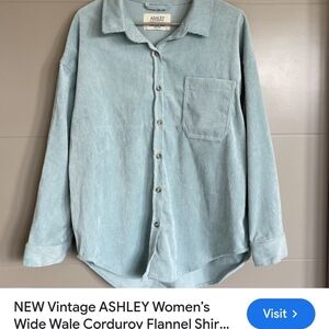 NEW VINTAGE ASHLEY WOMANS WIDE WHALE CORDUROY SHIRT, XL, NWOT